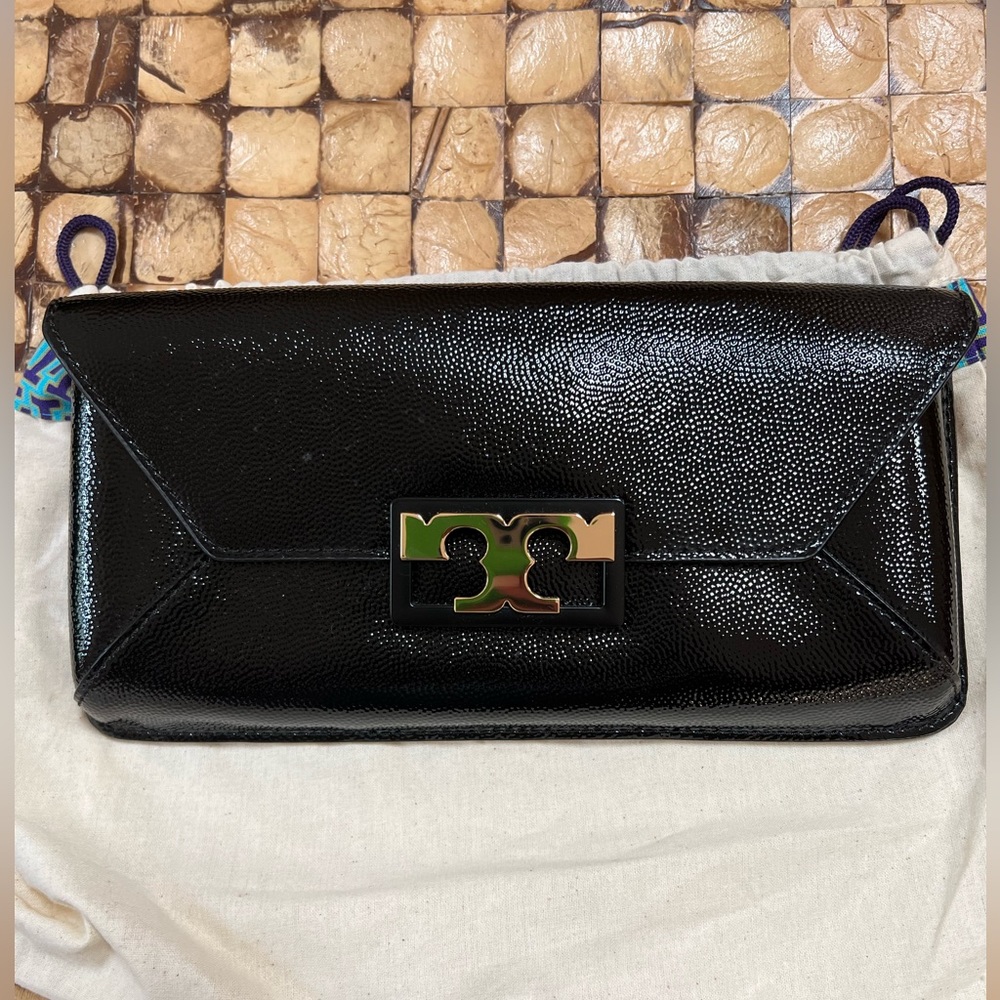 Tory Burch Gigi Caviar Leather Clutch